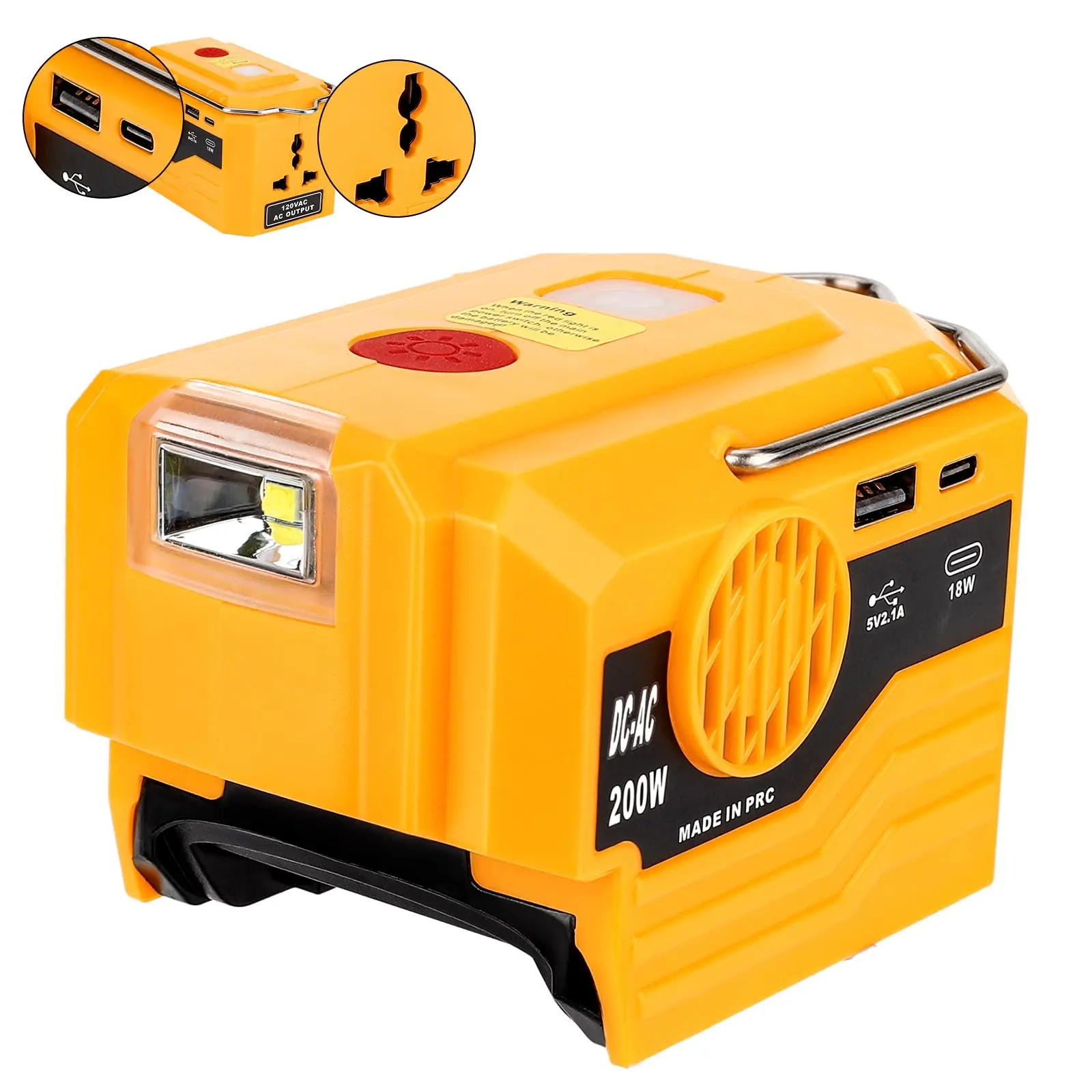 Outdoor Power Inc - เครื่องกำเนิดไฟฟ้าสำหรับตั้งแคมป์กลางแจ้ง สำหรับแบตเตอรี่ Dewalt 20V 200W DC-AC