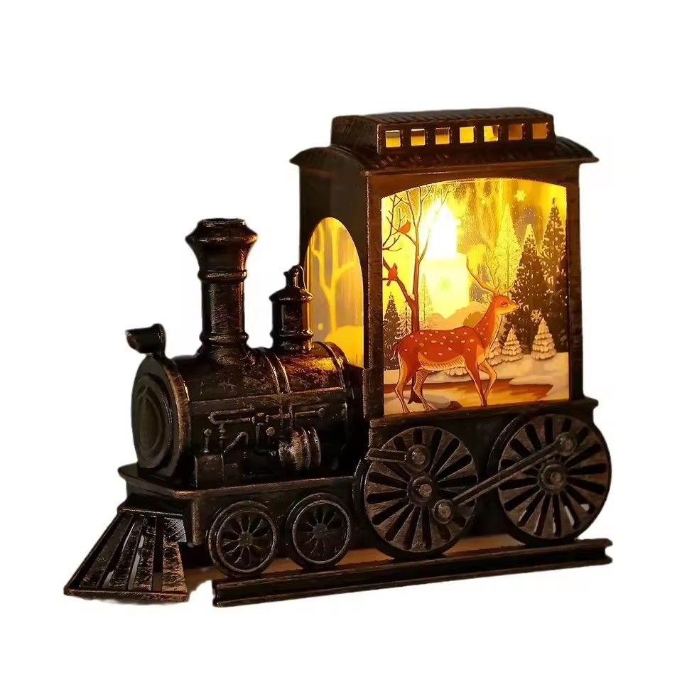 Outdoor Power For Christmas Lights - ไฟ LED กลางคืน โคมไฟกลางคืนรูปรถไฟแบบพกพา สไตล์วินเทจ ใช้พลังงานจากแบตเตอรี่