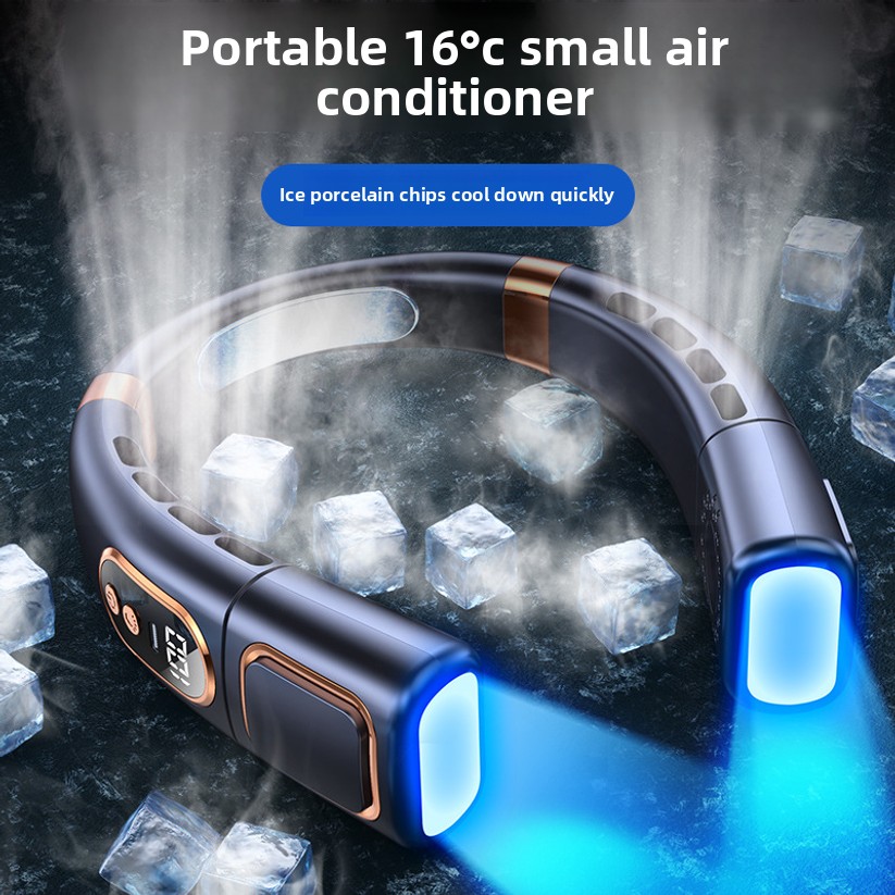 Outdoor Usb Power Supply - พัดลมชาร์จ USB รุ่นใหม่ พัดลมพกพาขนาดเล็กสำหรับใช้งานกลางแจ้ง สามารถแขวนรอบคอได้ พัดลมไร้ใบพัดขนาดเล็กเพื่อความเย็นเร็ว