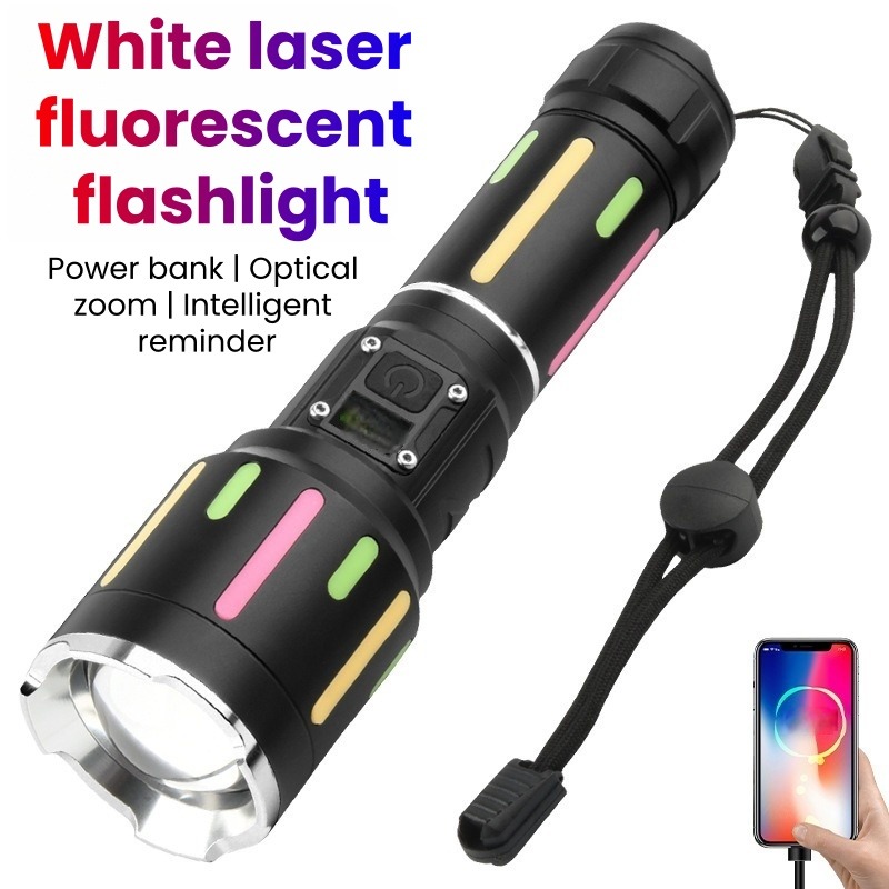 Outdoor Power Lights - ไฟฉายเรืองแสงแสงสีขาวกำลังสูงแบบชาร์จไฟได้ซูมได้ระยะไกลไฟฉายสำหรับเดินป่ากลางแจ้งแคมป์ปิ้งไฟฉุกเฉิน