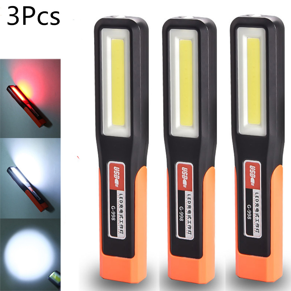 Outdoor Power Garage - 3 ชิ้นที่มีประสิทธิภาพซังไฟ LED ทํางานช่างโรงรถโคมไฟ USB ชาร์จไฟฉาย