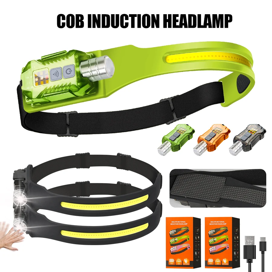 Outdoor Power Lights - ไฟฉายคาดศีรษะ LED อันทรงพลังแบบพกพาแบบชาร์จไฟได้พร้อมหางแม่เหล็ก 9 โหมดแสงสว่างสำหรับตั้งแคมป์กลางแจ้งโคมไฟตกปลา