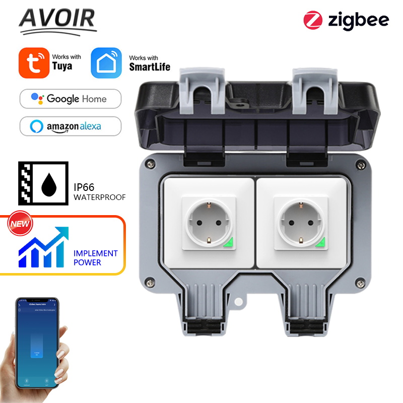 Outdoor Power Plus - Avoir Tuya Zigbee ซ็อกเก็ตไฟฟ้า IP66 กันน้ํากลางแจ้ง