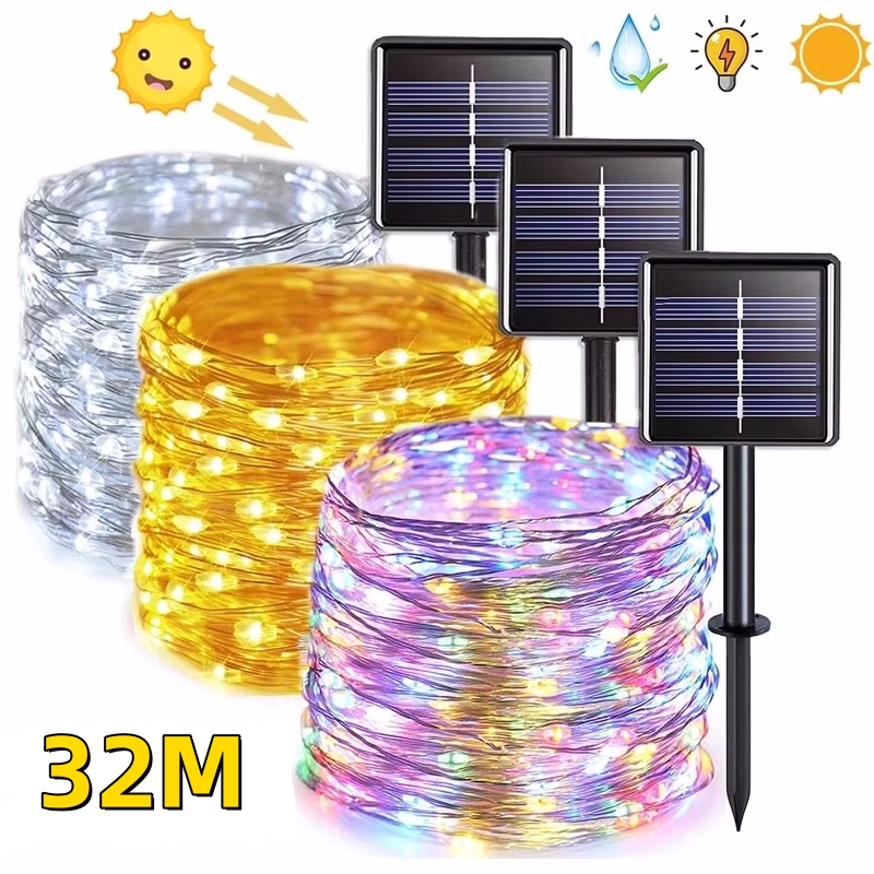 Outdoor Power For Christmas Lights - 32M 300Leds กันน้ํากลางแจ้งไฟ LED พลังงานแสงอาทิตย์กลางแจ้ง Garland