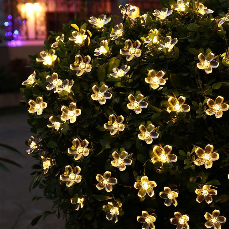 Outdoor Power For Christmas Lights - 5M 7M 12M 22Mพีชดอกไม้โคมไฟพลังงานแสงอาทิตย์LED String Fairyไฟ6V
