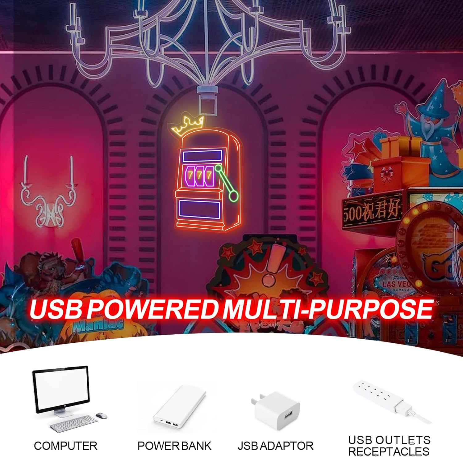 ป้ายไฟนีออนรูปเครื่องสล็อตแมชช - Outdoor Power Garage บทวิจารณ์และราคา