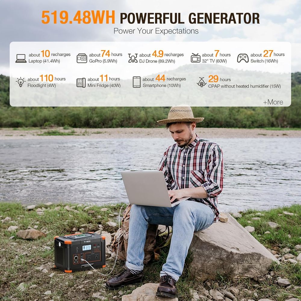 สถานีพลังงานแบบพกพา 500W (กำลั - Outdoor Power Vac บทวิจารณ์และราคา