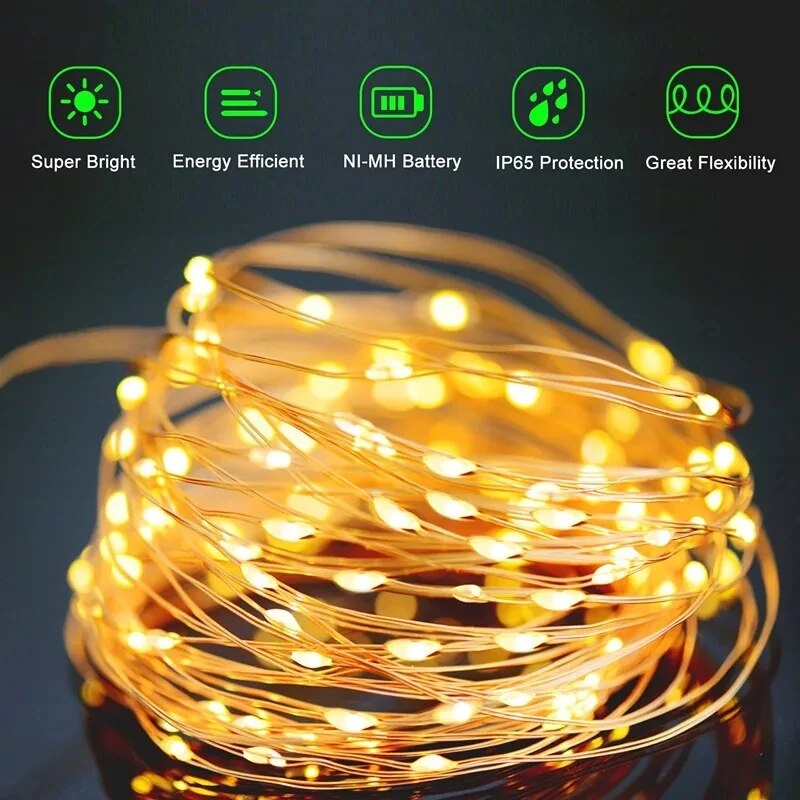 ไฟราวพลังงานแสงอาทิตย์ LED 100 - Outdoor Power For Christmas Lights บทวิจารณ์และราคา